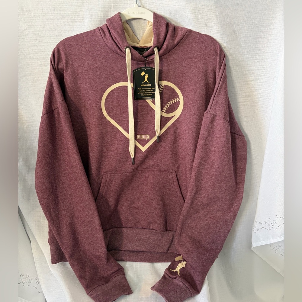 Baseball  Graphic Hoodie in Maroon by Baseballism XL NWT